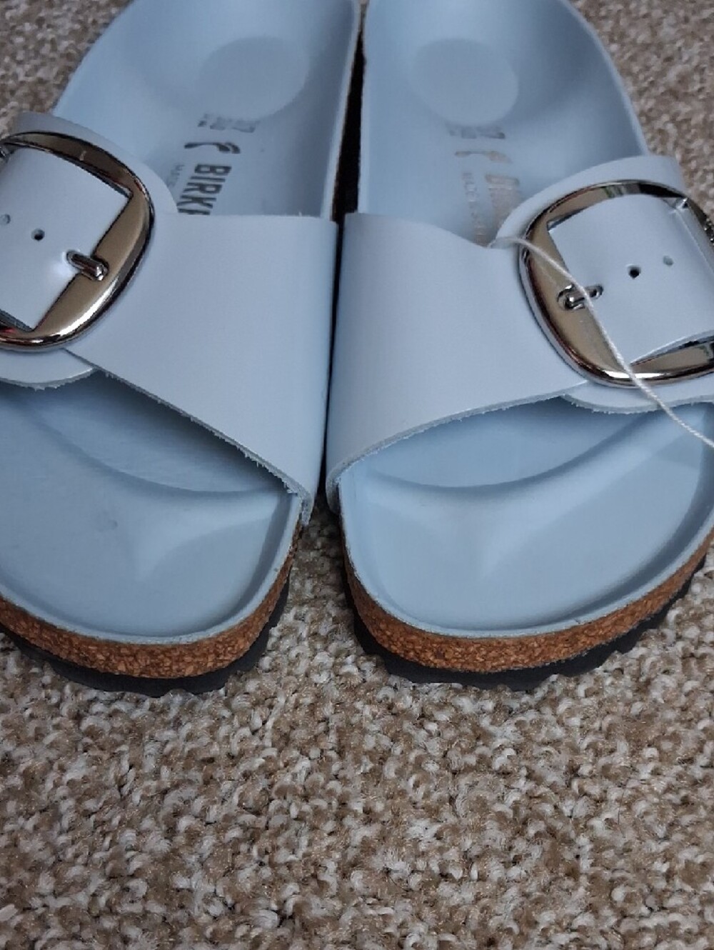 Birkenstock Light Blue Madrid EVA Single Strap Slides with Silver Buckles - Picture 6 of 10